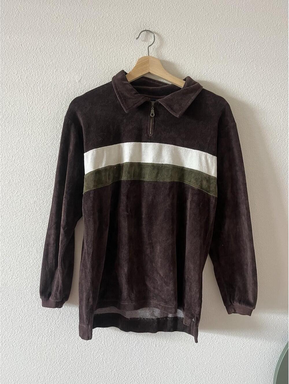 Vintage Utility Sport Striped 1/4 Zip Fleece XL